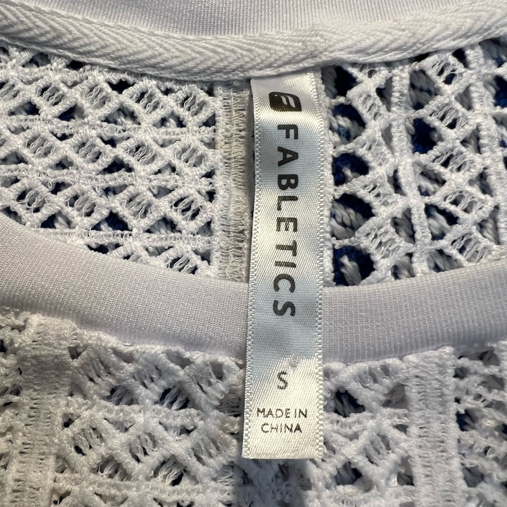 Fabletics Sophie White Crew Neck Sweater Open Weave Swim Cover Up - Picture 3 of 8